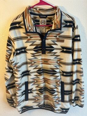 Cinch Men's Cream Aztec-Pattern Snap Pullover Sweater